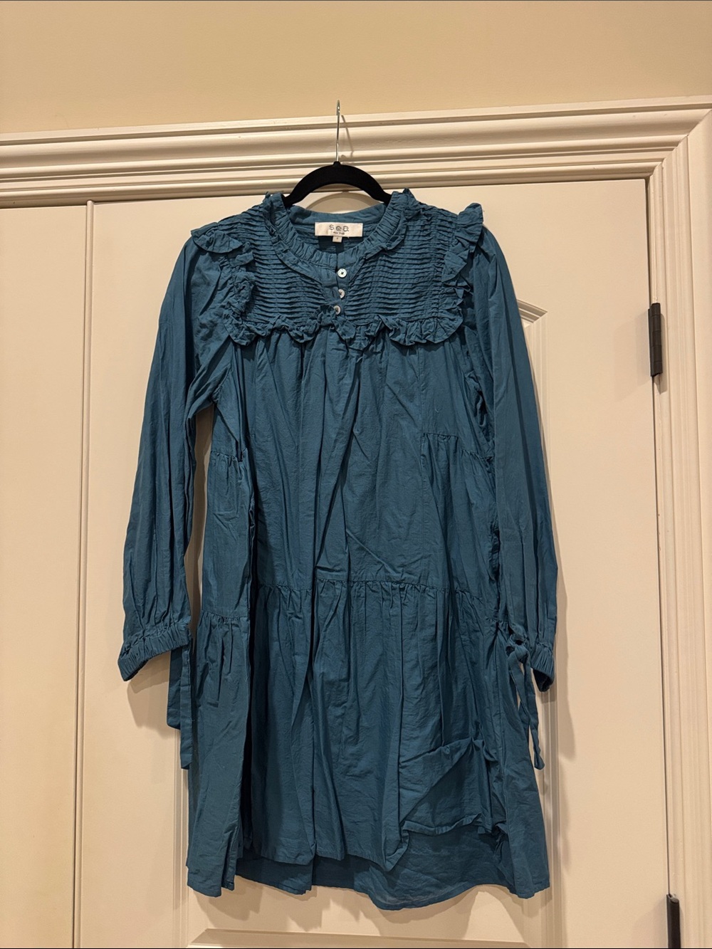 Sea New York Teal-Blue Gathered Dress